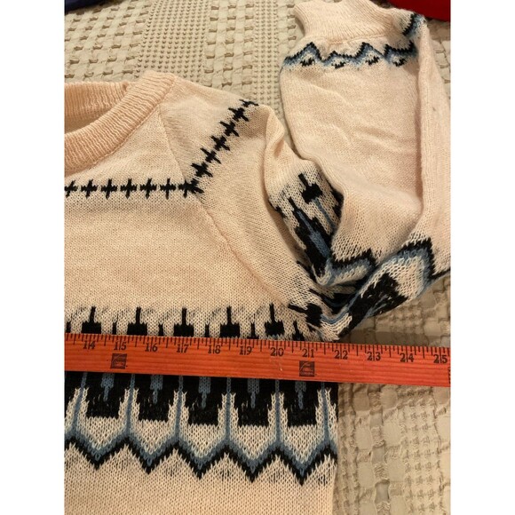 Sweater Dress Size XL Cream Blue Fair Isle Design Loose Knit Lightweight Stylish - Picture 10 of 12